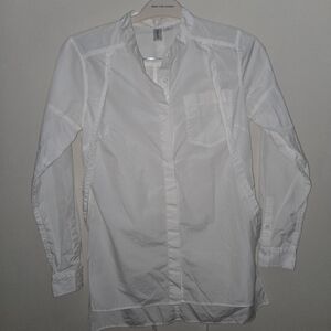 Skingraft White Mandarin Collar Button Down Harness Shirt [Medium] 100% Cotton